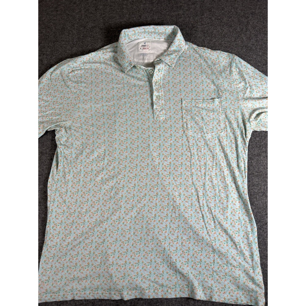 Johnnie O Polo Shirt Mens XL teal‎ Golf Performance Stretch Flowers - Picture 8 of 8